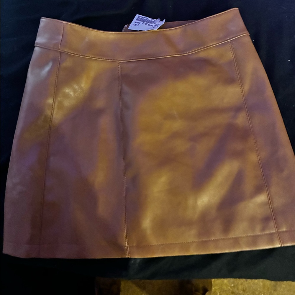 Chic Tan Leather Mini Skirt